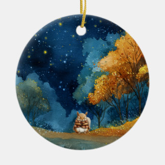 fall squirrel ceramic tree decoration
