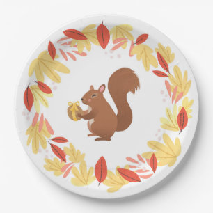 Fall Squirrel with Nut Paper Plate