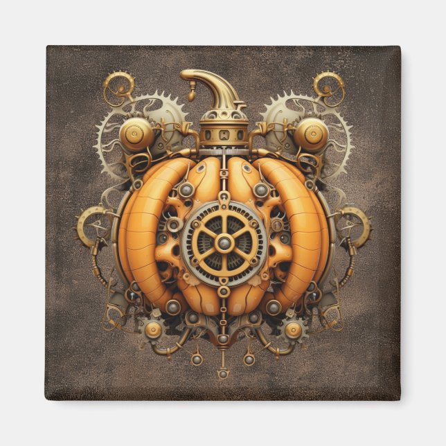 Fall Steampunk Pumpkin Magnet (Front)