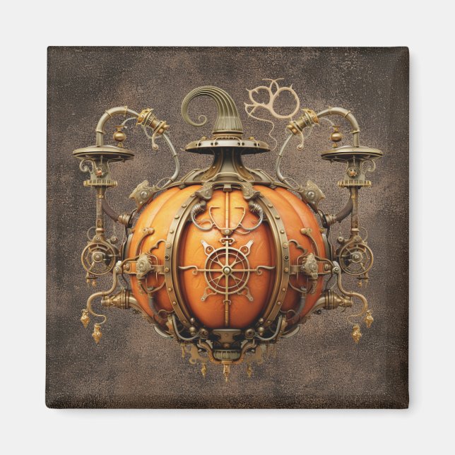 Fall Steampunk Pumpkin Magnet (Front)