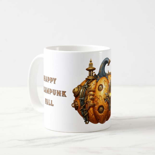 Fall Steampunk Pumpkin Mug (Front Left)