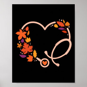 Fall Stethoscope Nurse Thanksgiving Nursing Autumn Poster