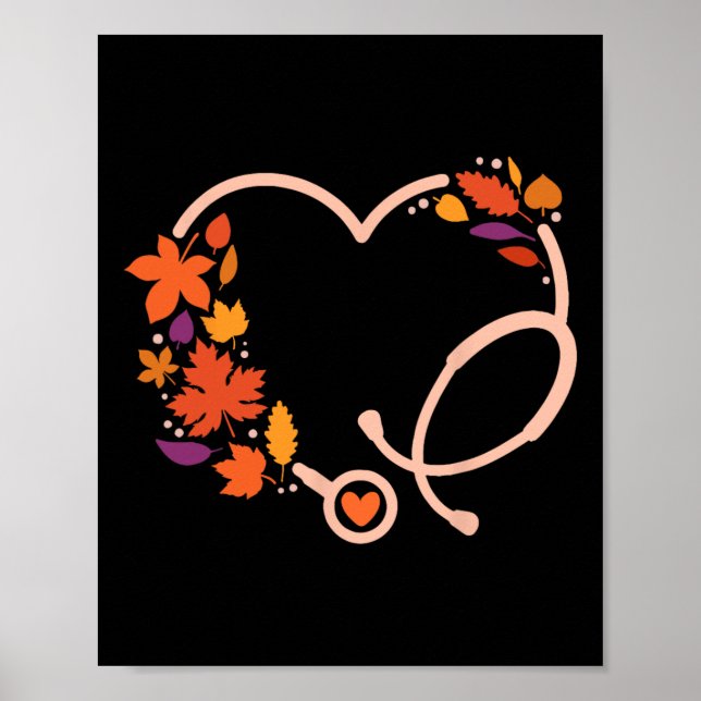Fall Stethoscope Nurse Thanksgiving Nursing Autumn Poster (Front)