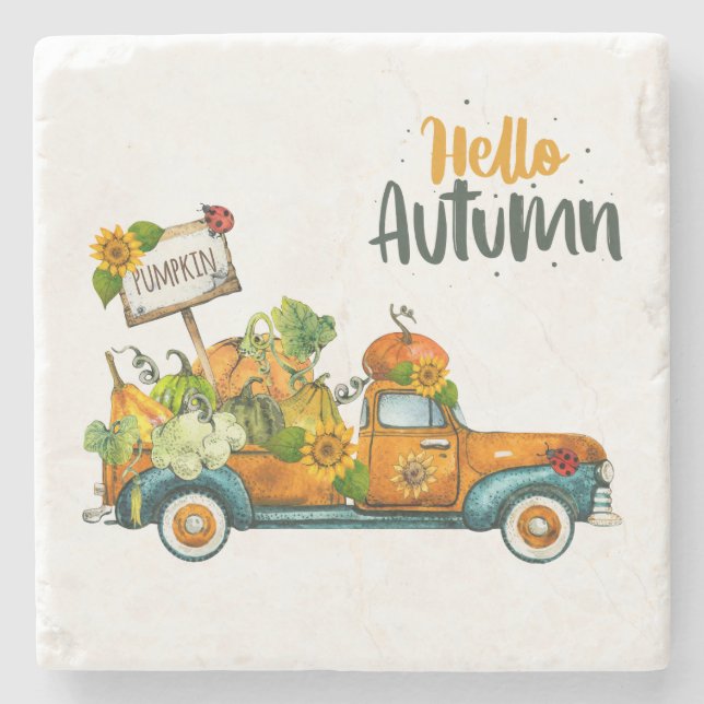 Fall stone coasters, Autumn home decor Coaster (Front)
