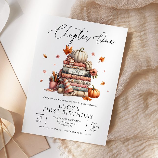 Fall Storybook First Birthday Chapter One Autumn Invitation (Creator Uploaded)