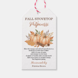 Fall Stovetop Potpourri Recipe Tag with Pumpkins
