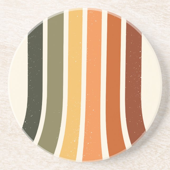 Fall striped Thanksgiving stripes Autumn Harvest  Coaster (Front)