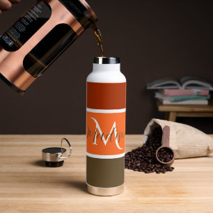 Fall stripes personalised water bottle