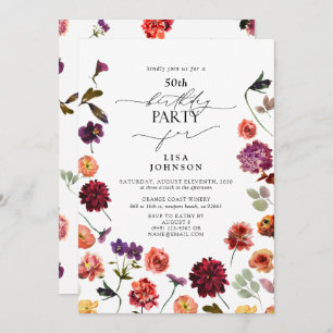 Fall Summer Garden Burnt Orange 50th Birthday Invitation