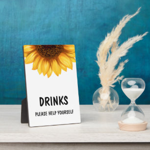 Fall Sunflower Baby Shower Drinks Sign Plaque