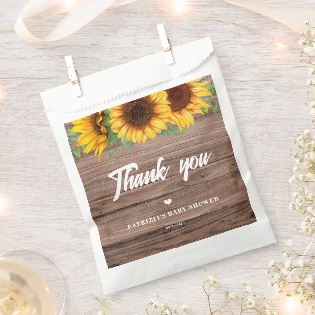 Fall Sunflower | Baby Shower Favour Bags (Clipped)