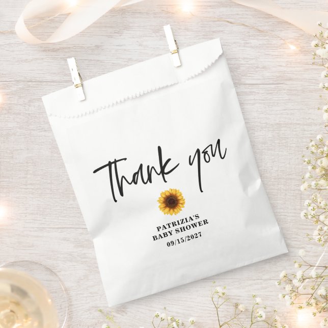 Fall Sunflower Baby Shower Favour Bags (Clipped)