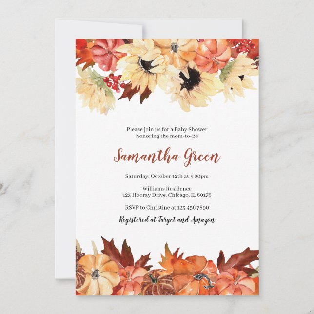 Fall Sunflower Baby Shower Invitation (Front)