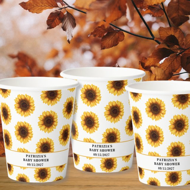 Fall Sunflower Baby Shower Paper Cups (Creator Uploaded)