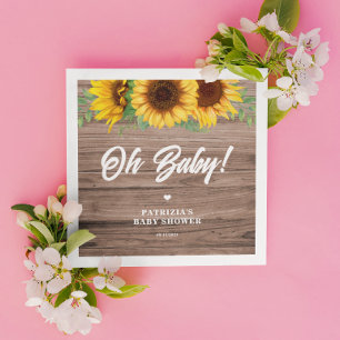 Fall Sunflower Baby Shower Paper Napkin