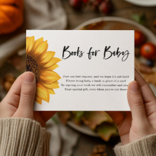 Fall Sunflower Books for Baby Baby Shower Enclosure Card