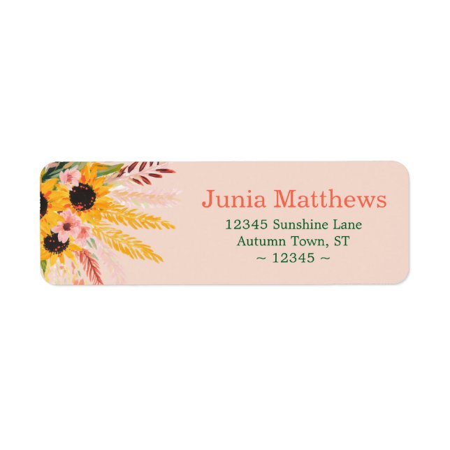 Fall Sunflower Bouquet Return Address Label (Front)
