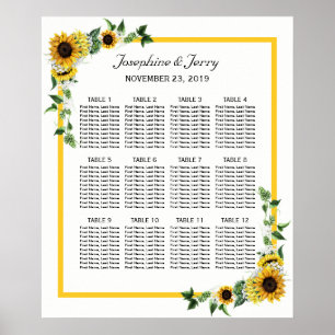 Fall Sunflower Country Wedding Seating Chart