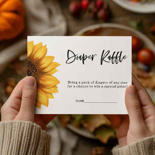 Fall Sunflower Diaper Raffle Baby Shower Enclosure Card