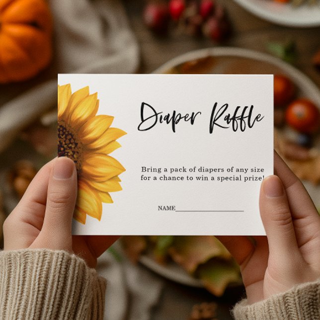 Fall Sunflower | Diaper Raffle| Baby Shower  Enclosure Card (Creator Uploaded)