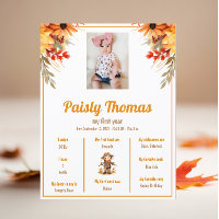 Fall Sunflower Farm 1st Birthday Milestone Poster