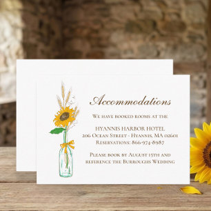 Fall Sunflower Floral Rustic Wedding Accommodation Enclosure Card