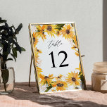 Fall Sunflower Floral Table Number<br><div class="desc">Dress up your wedding or party tables with your Fall Sunflower Floral Table Number Card.</div>