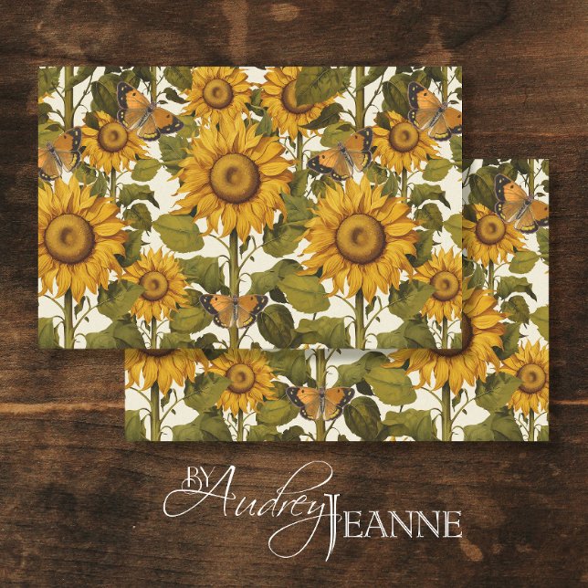 Fall Sunflower Flower Butterfly White Decoupage Tissue Paper (Creator Uploaded)