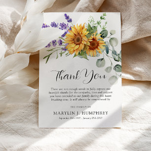 Fall Sunflower, Lavender & Eucalyptus Sympathy Thank You Card