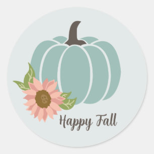 Fall Sunflower Pumpkin Season Modern Classic Round Sticker