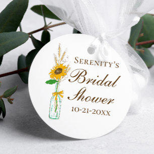 Fall Sunflower Rustic Yellow Floral Bridal Shower Favour Tags