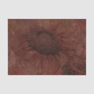 Fall Sunflower Vintage Dark Rust Grunge Texture Tissue Paper