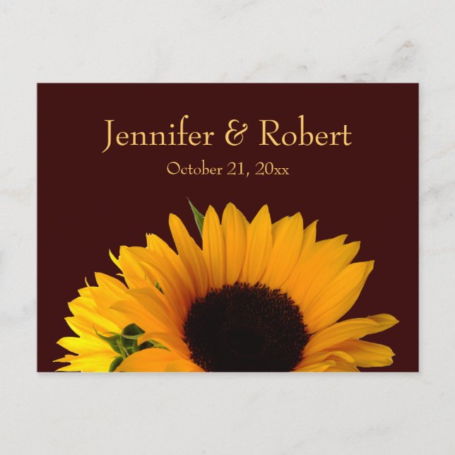 Fall Sunflower Wedding RSVP Invitation Postcard (Front)