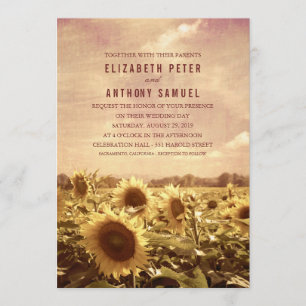 Fall Sunflower Wedding Rustic Vintage Invitations
