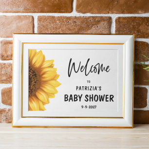 Fall Sunflower Welcome Baby Shower Horizontal Poster
