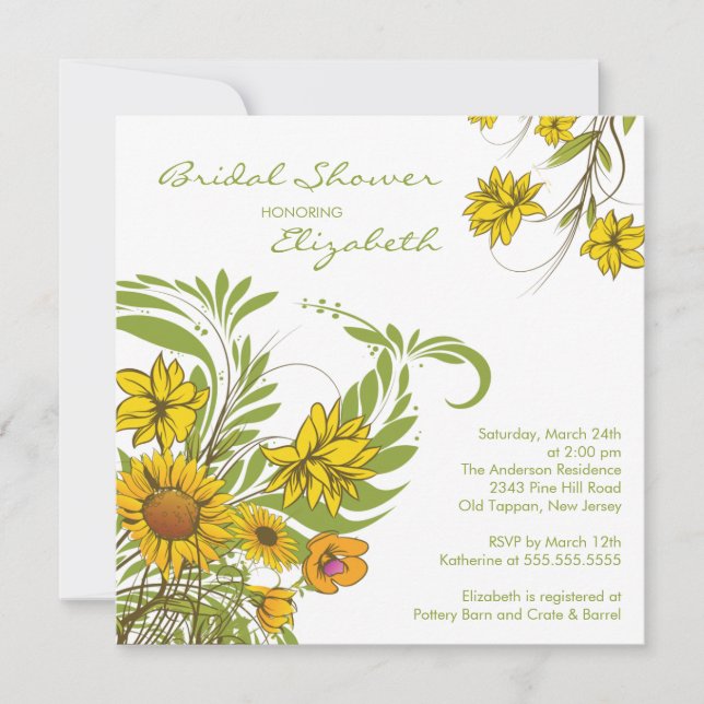 Fall Sunflowers Bridal Shower Invitation (Front)