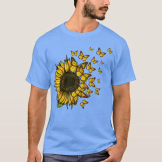 Fall Sunflowers Cute Butterfly Autumn Sunflower Th T-Shirt
