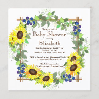 Fall Sunflowers Gender Neutral Baby Shower Invitation