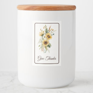 Fall Sunflowers Give Thanks Script Food Label