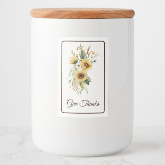 Fall Sunflowers Give Thanks Script Food Label