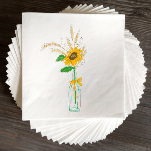 Fall Sunflowers Rustic Country FloralWedding Napkin