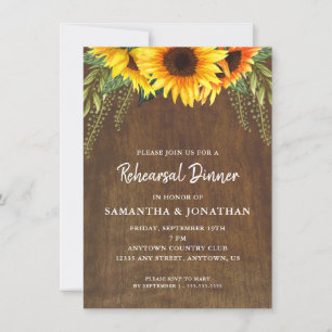 Fall Sunflowers Watercolor Rehearsal Dinner Invitation