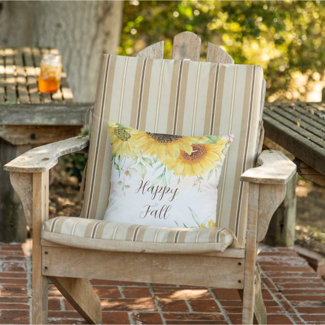 Fall sunflowers with customisable text cushion (Chair)