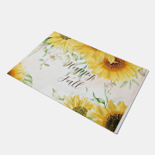 Fall sunflowers with customisable text doormat