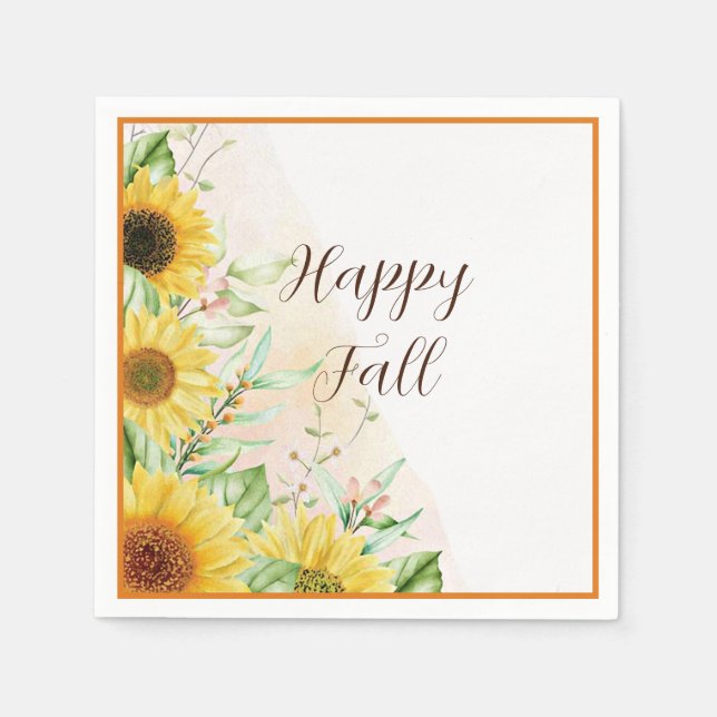 Fall sunflowers with customisable text  napkin (Front)