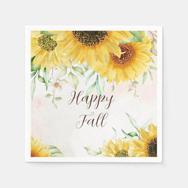 Fall sunflowers with customisable text  napkin (Front)