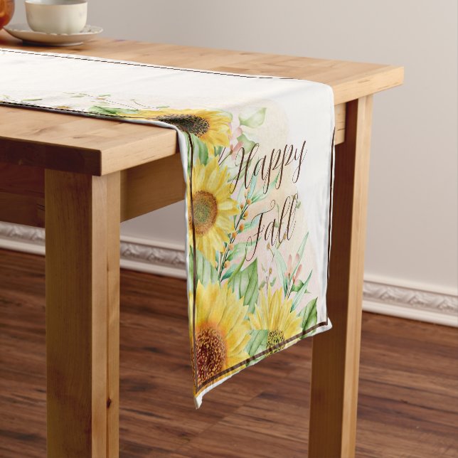 Fall sunflowers with customisable text  short tabl table runner (In Situ)