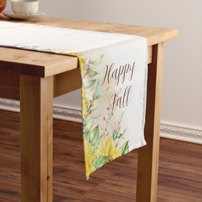 Fall sunflowers with customisable text  short table runner (In Situ)