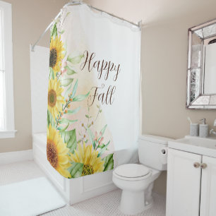 Fall sunflowers with customisable text shower curtain