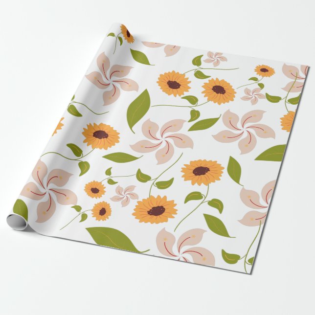 Fall Sunflowers Wrapping Paper (Unrolled)